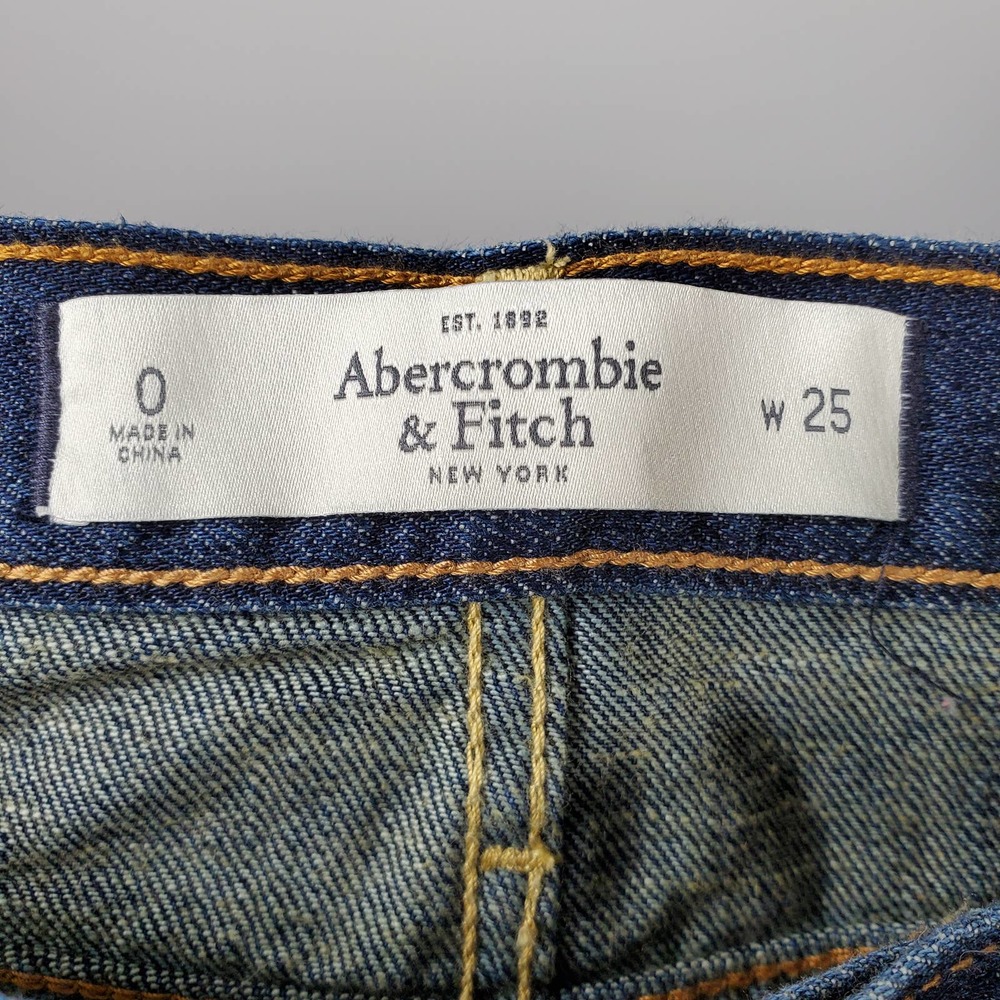 Abercrombie & Fitch Mid-Rise Cutoff Denim Shorts Dark Wash Size 0 - Picture 5 of 11